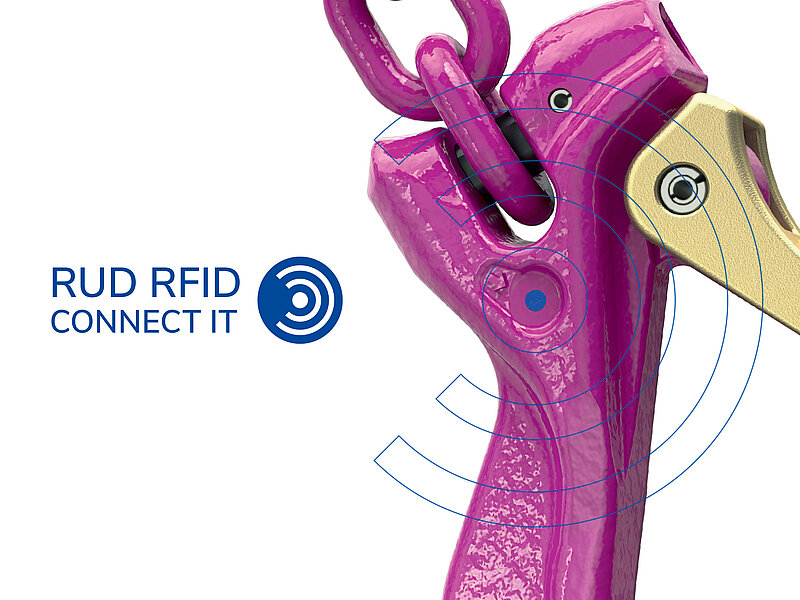 RUD RFID Connect It Kettenbauteil mit RFID-Technologie zur digitalen Identifikation und Verwaltung von Anschlagmitteln
